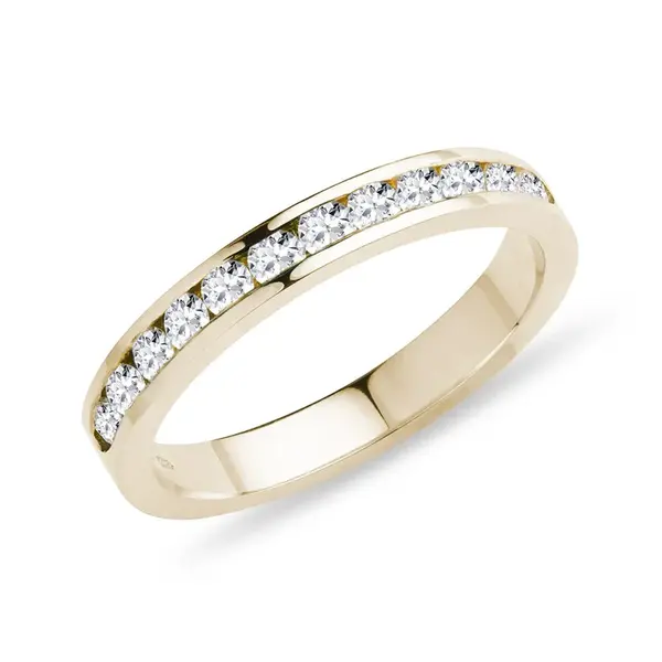 Prstýnek ze žlutého 14k zlata s brilianty KLENOTA