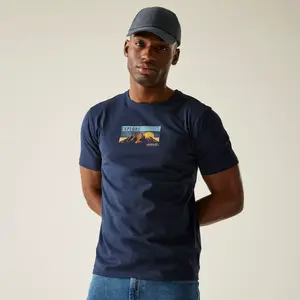 Pánské bavlněné tričko regatta cline ix tmavě modrá s