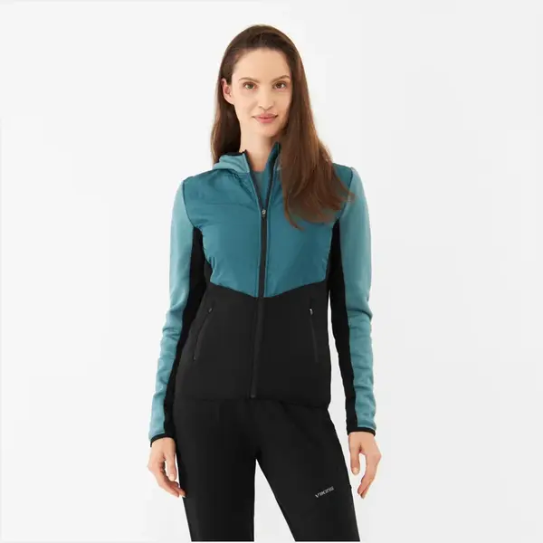 Dámská hybridní bambusová mikina viking creek tyrkysová/černá xs