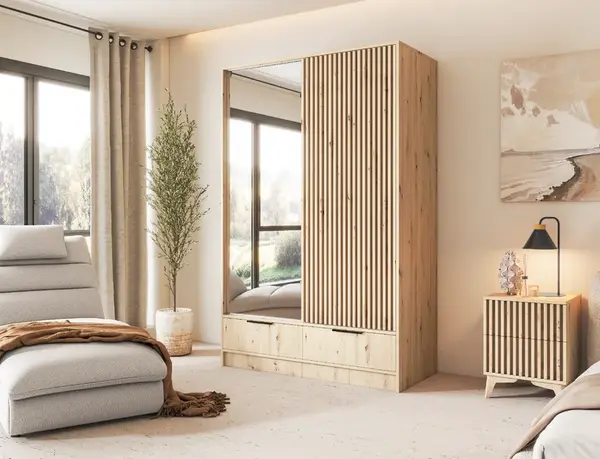 Šatní skříň Voodi II Barva korpusu: Dub - Artisan, Rozměry: 120 cm, Dveře: Dub-Artisan