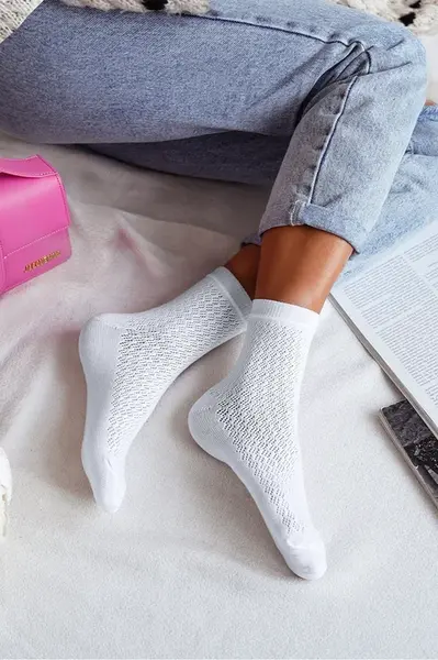 Milena Dámské Punčochy Ažurové CC Ecru