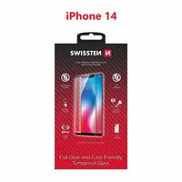 Tvrzené sklo Swissten Full Glue, Color Frame, Case Friendly pro Apple iPhone 14, černá