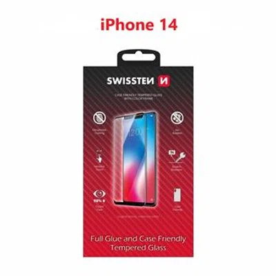 Tvrzené sklo Swissten Full Glue, Color Frame, Case Friendly pro Apple iPhone 14, černá
