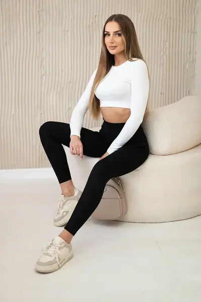 Kesi Dámské žebrované legíny s vysokým pasem černý