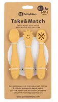 PETITE&MARS Set silikonových tréninkových lžiček Take&Match Intense Ochre 6m+ 3 ks