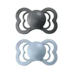 BIBS Supreme symetrické cumlíky zo silikónu 2ks - veľkosť 1 - Iron / Baby Blue