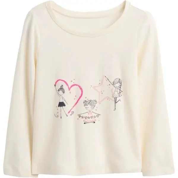 GAP V-FRCH LS BF LOGO TEE Dětské tričko, bílá, velikost