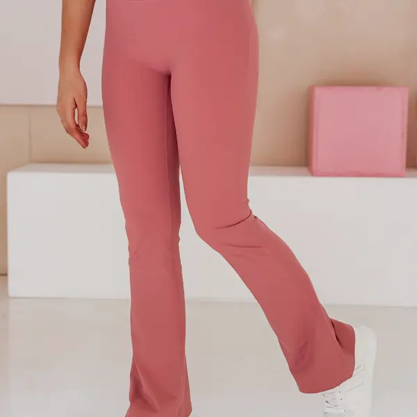 Legginsy damskie dzwony FARAFII ciemnoróżowe Dstreet