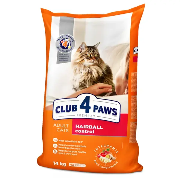 CLUB 4 PAWS Premium Hairball control pre dospelé mačky 14 kg (9337)