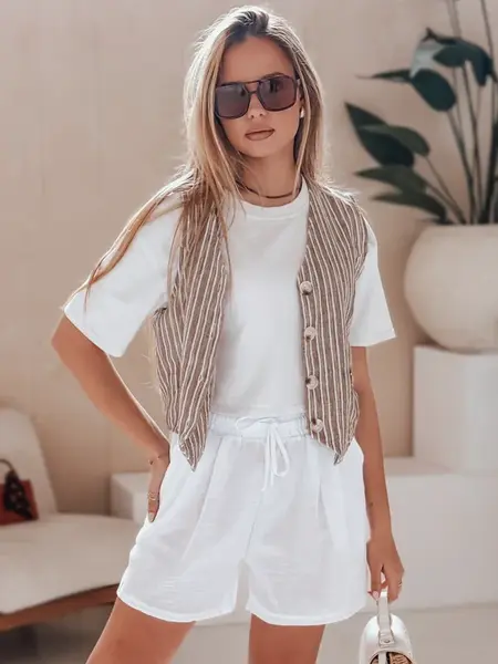 Spodenki damskie lniane RELAX TIME białe Dstreet