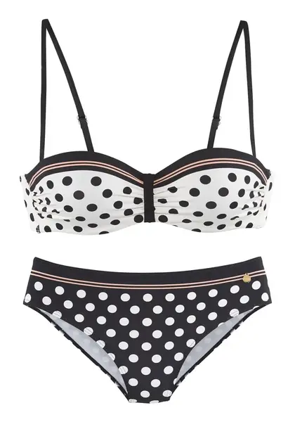 LASCANA Bikiny  oranžová / čierna / biela