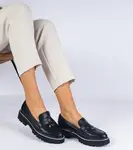 Gemre Black thick-soled moccasins decorated with rhinestones Linsol