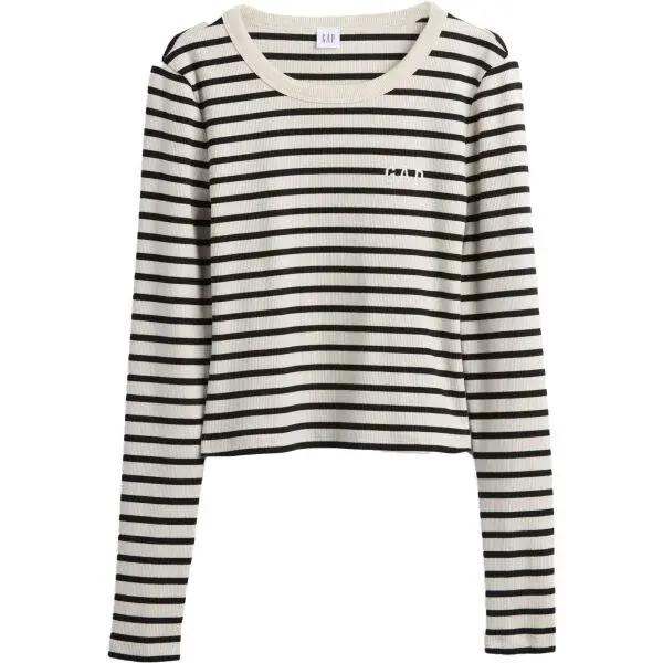 GAP V-JPN LS RIB TEE Dámske crop tričko, biela, veľkosť