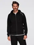Ombre Unbuttoned men's sweatshirt with stand-up collar and hood - black