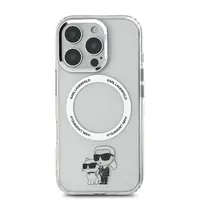 Zadní kryt Karl Lagerfeld IML Karl and Choupette MagSafe pro Apple iPhone 16 Pro Max, transparentní