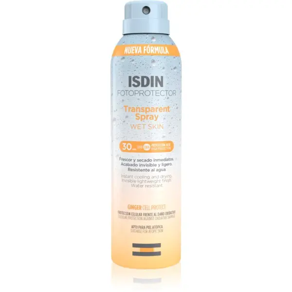 ISDIN Transparent Spray Wet Skin transparentní sprej na opalování SPF 30 250 ml