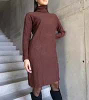 Gemre Kusama shimmering bronze turtleneck midi dress