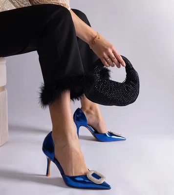 Gemre Blue Heels Adorned with Zirconia Coluga