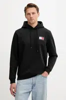 Mikina Tommy Jeans pánská, zelená barva, s kapucí, s aplikací, DM0DM20738