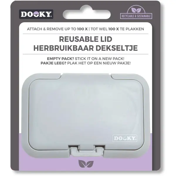 Dooky Reusable Lid Grey Card uzávěr na vlhčené ubrousky 1 ks