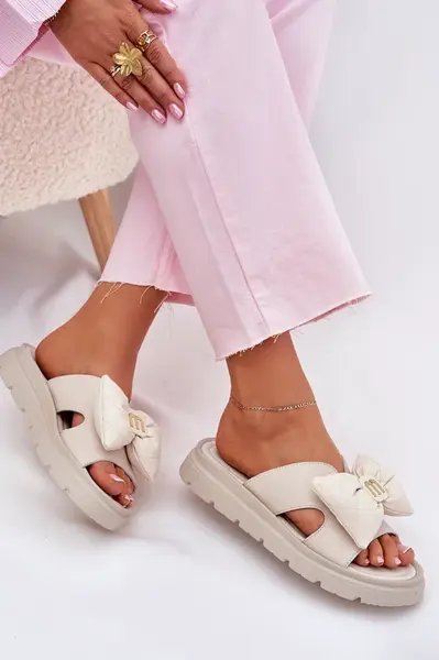 Dámské Kožené Sandály Na Platformě S Mašlí CheBello