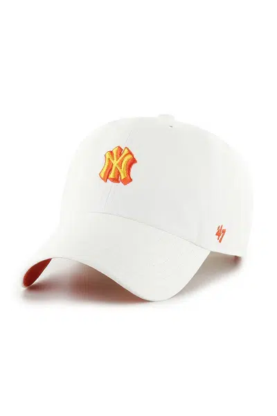 Bavlněná baseballová čepice 47 brand MLB New York Yankees bílá barva, s aplikací, B-CHPCU17GWS-WH