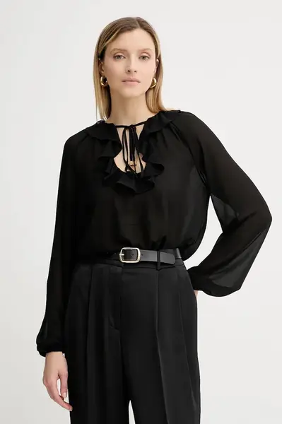 Halenka MICHAEL Michael Kors dámská, černá barva, hladká, MT541DQ7R3