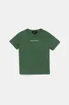 Detské bavlnené tričko Emporio Armani zelená farba, s potlačou, EB000421 AF15013