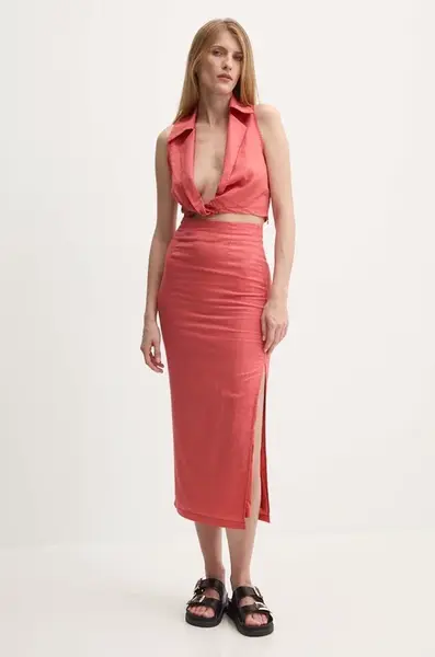 Ľanový komplet Answear.LAB červená farba