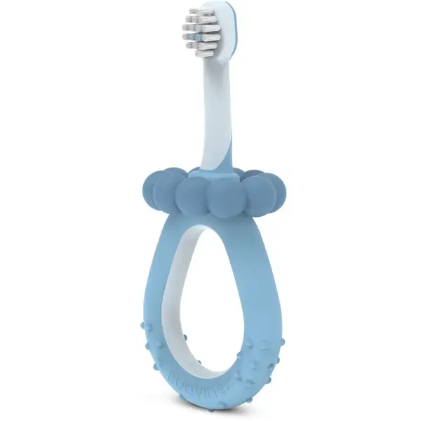 Suavinex Baby Training Toothbrush zubní kartáček pro děti 0-2 y Blue 1 ks