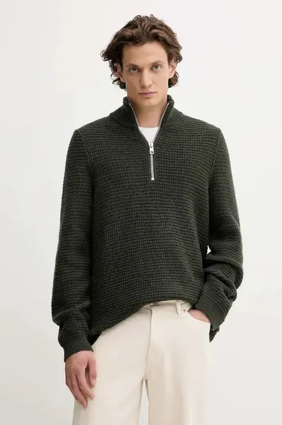 Svetr s příměsí vlny Marc O'Polo zelená barva, 5000007327