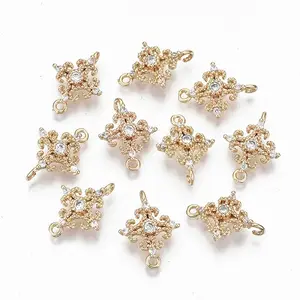 Brass Micro Pave Cubic Zirconia Links Connectors