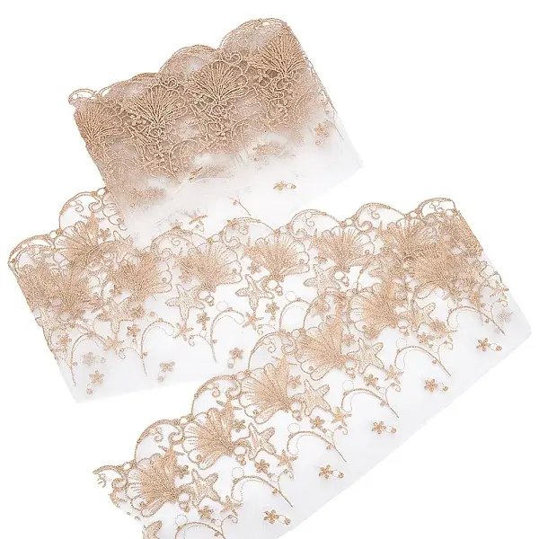 2 Yards Polyester Shell & Starfish Embroidery Lace Ribbon