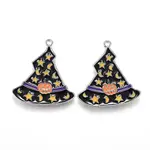 Halloween Theme Witch Hat Alloy Enamel Pendants