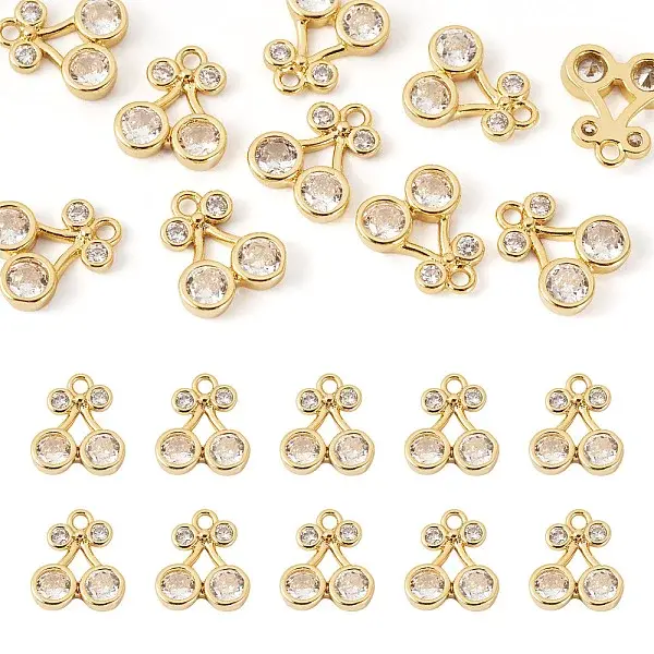 10Pcs Brass Micro Pave Clear Cubic Zirconia Charms