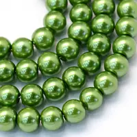 Baking Painted Pearlized Glass Pearl Round Bead Strands