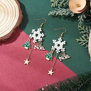 Christmas Alloy Enamel Dangle Earrings