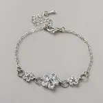 Brass Micro Pave Clear Cubic Zirconia Flower Link Bracelets for Women