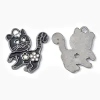 Alloy Enamel Kitten Pendants