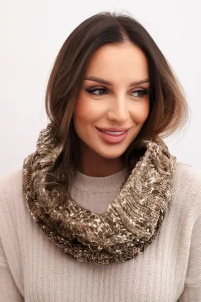Dámská zimní šála KN25 khaki+fango