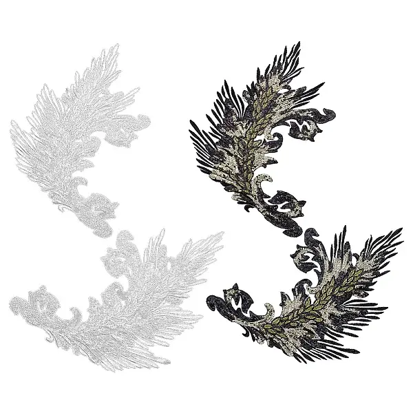 4Pcs 4 Styles Polyester Flitter Embroider Thread Iron on/Sew On Patches