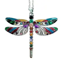New Vintage Luxury Praise Water Diamond Drop Glazed Dragonfly Necklace
