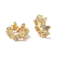 Brass Pave Clear Cubic Zirconia Butterfly European Large Hole Beads