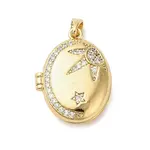 Brass Micro Pave Clear Cubic Zirconia Locket Pendants