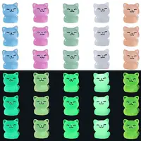 30Pcs 5 Colors Luminous Resin Cute Little Cat Ornaments