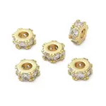 Brass Micro Pave Cubic Zirconia Beads