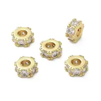 Brass Micro Pave Cubic Zirconia Beads