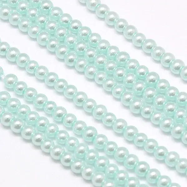 Eco-Friendly Dyed Glass Pearl Round Bead Strands