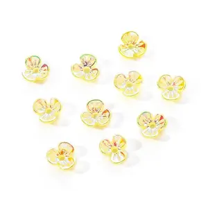 Electroplated 3-petal Flower Resin Cabochons