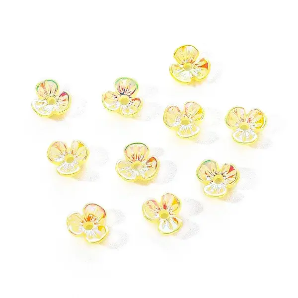 Electroplated 3-petal Flower Resin Cabochons